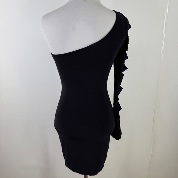 Vegas Royalty Black One Shoulder Cutout Mini Bodycon Dress Size Small - Picture 7 of 9